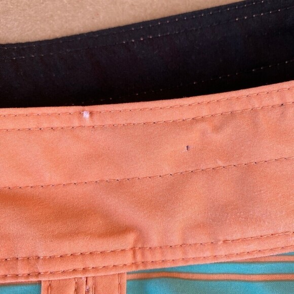 Billabong Recycler 73 Pro Orange Teal Striped Board Shorts Size 25 - Picture 4 of 10